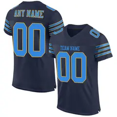 Navy Powder Blue-Gold Mesh Football Jersey 1