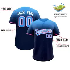 Navy Powder Blue Gradient Authentic Baseball Jersey 2
