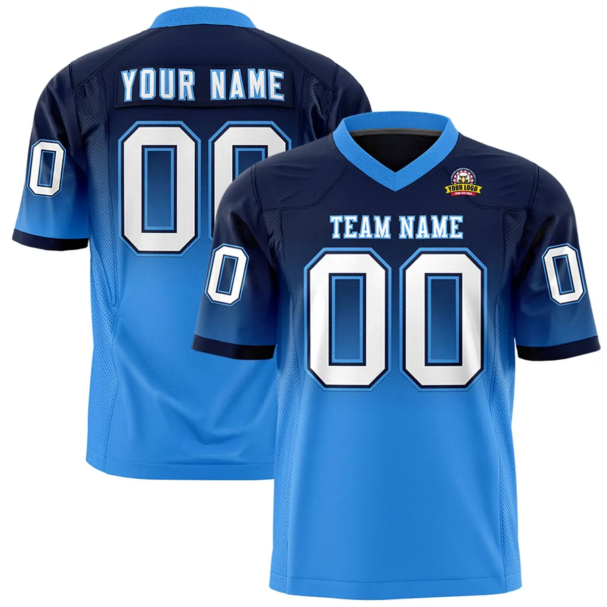 Navy Powder Blue Gradient Fashion Authentic Football Jersey