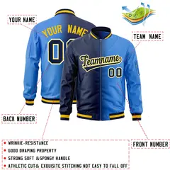 Navy Powder Blue Gradient Letterman Bomber Jacket 2
