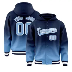 Navy Powder Blue Gradient Letterman Varsity Jacket Hoodie 1