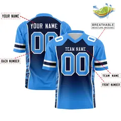 Navy Powder Blue Gradient Side Pattern Football Jersey 2