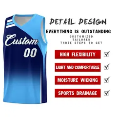 Navy Powder Blue Gradient Sports Uniform Basketball Jersey 2