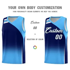 Navy Powder Blue Gradient Sports Uniform Basketball Jersey 3