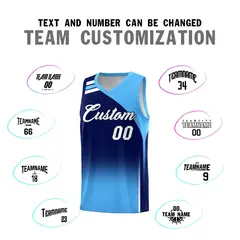 Navy Powder Blue Gradient Sports Uniform Basketball Jersey 4