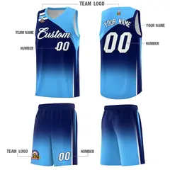 Navy Powder Blue Gradient Sports Uniform Basketball Jersey 5