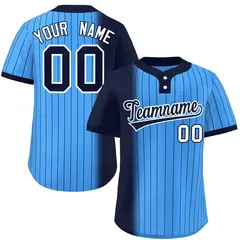 Navy Powder Blue Gradient Stripe Two-Button Softball Jersey