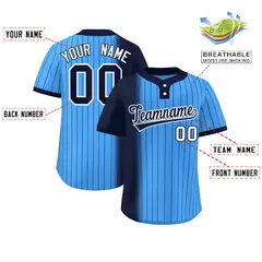 Navy Powder Blue Gradient Stripe Two-Button Softball Jersey 2