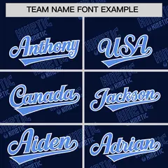 Navy Powder Blue Graffiti Full Button Baseball Jersey 3