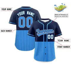 Navy Powder Blue Half Stripe Authentic Baseball Jersey 2
