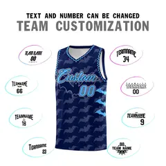 Navy Powder Blue Halloween Bat Pattern Basketball Jersey 4