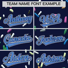 Navy Powder Blue Ice Cream Pattern V-Neck Hockey Jersey 3