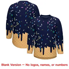 Navy Powder Blue Ice Cream Pattern V-Neck Hockey Jersey 7
