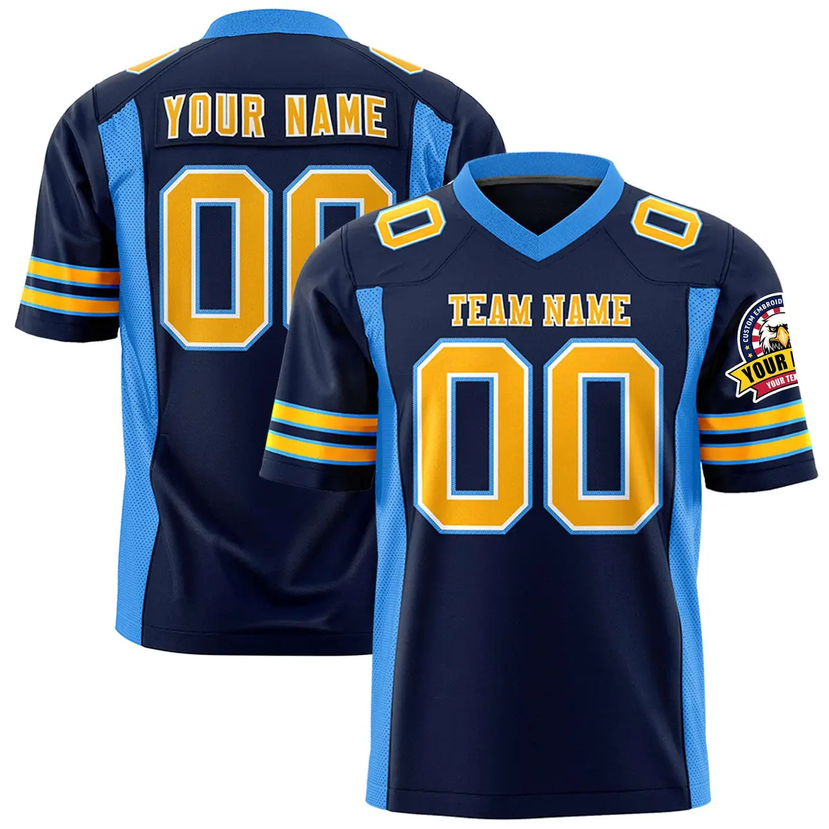 Navy Powder Blue Insert Color Football Jersey