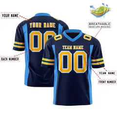 Navy Powder Blue Insert Color Football Jersey 2