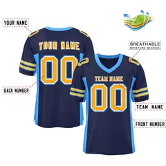 Navy Powder Blue Insert Color Mesh Authentic Football Jersey 2