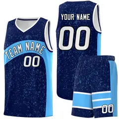 Navy Powder Blue Irregular Dot Graffiti Basketball Jersey 1