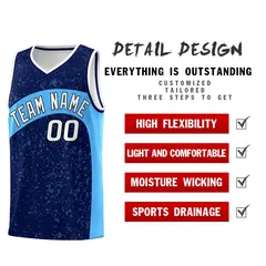 Navy Powder Blue Irregular Dot Graffiti Basketball Jersey 2