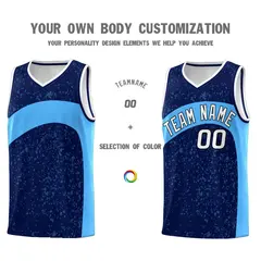 Navy Powder Blue Irregular Dot Graffiti Basketball Jersey 3