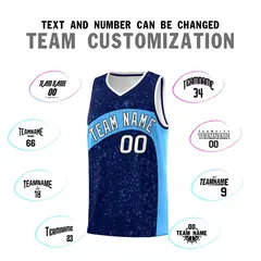 Navy Powder Blue Irregular Dot Graffiti Basketball Jersey 4