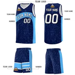 Navy Powder Blue Irregular Dot Graffiti Basketball Jersey 5