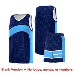 Navy Powder Blue Irregular Dot Graffiti Basketball Jersey 7