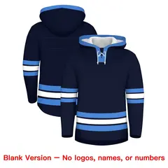 Navy Powder Blue Lace-Up Neck Hockey Hoodie 7