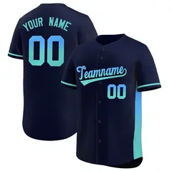 Navy Powder Blue-Lt Green Gradient Side Baseball Jersey 1