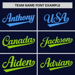 Navy Powder Blue-Neon Green Gradient Side Baseball Jersey 3