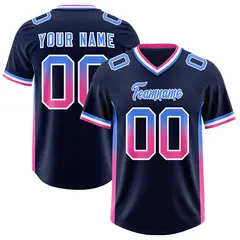 Navy Powder Blue Pink Gradient Sides Football Jersey