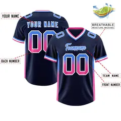 Navy Powder Blue Pink Gradient Sides Football Jersey 2