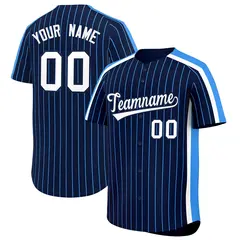 Navy Powder Blue Pinstripe Two-tone Baseball Jersey 1