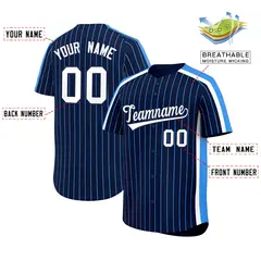 Navy Powder Blue Pinstripe Two-tone Baseball Jersey 2