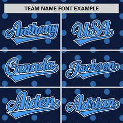 Navy Powder Blue Polka Dot Graffiti Baseball Jersey 3