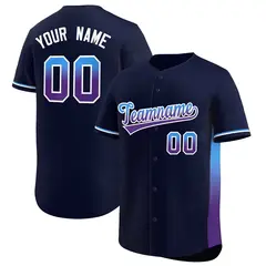 Navy Powder Blue-Purple Gradient Side Baseball Jersey 1