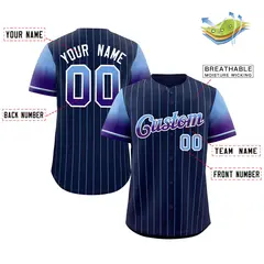 Navy Powder Blue Purple-White Stripe Gradient Baseball Jersey 2