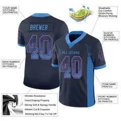 Navy Powder Blue-Red Drift Fashion Mesh Football Jersey 2