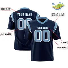 Navy Powder Blue Shoulder Cut Two-Tone Flag Football Jersey 2