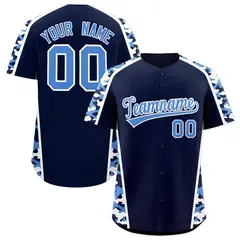 Navy Powder Blue Side Camo Baseball Jersey 1