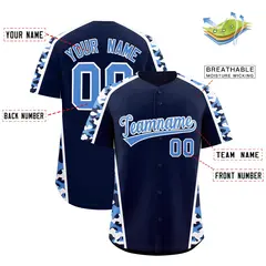 Navy Powder Blue Side Camo Baseball Jersey 2