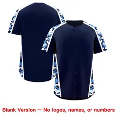 Navy Powder Blue Side Camo Baseball Jersey 7