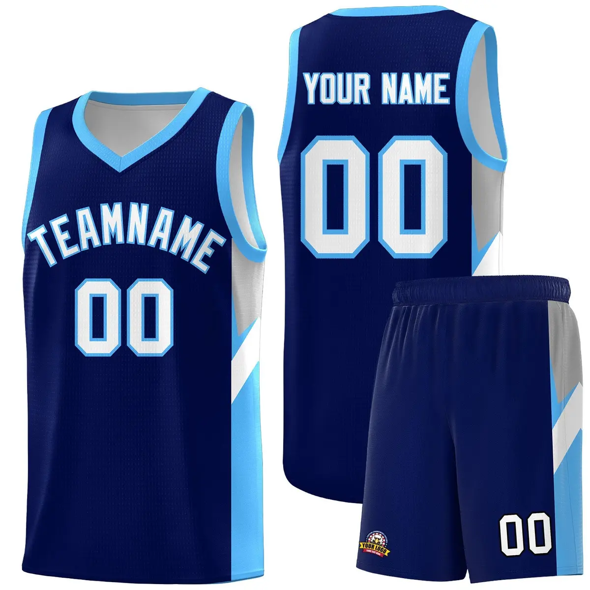 Navy Powder Blue Side Design Basketball Jersey