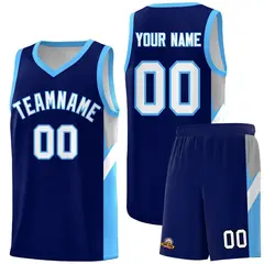 Navy Powder Blue Side Design Basketball Jersey 1