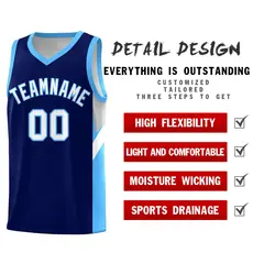 Navy Powder Blue Side Design Basketball Jersey 2