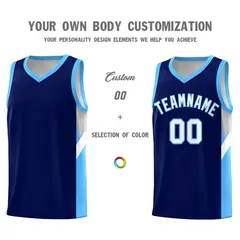 Navy Powder Blue Side Design Basketball Jersey 3
