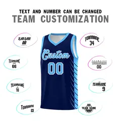 Navy Powder Blue Side Symmetrical Line Pattern Basketball Jersey 4