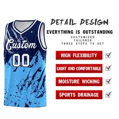 Navy Powder Blue Snow Mountain Beast Pattern Basketball Jersey 2