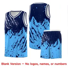 Navy Powder Blue Snow Mountain Beast Pattern Basketball Jersey 7