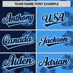 Navy Powder Blue Split Flower Graffiti Baseball Jersey 3