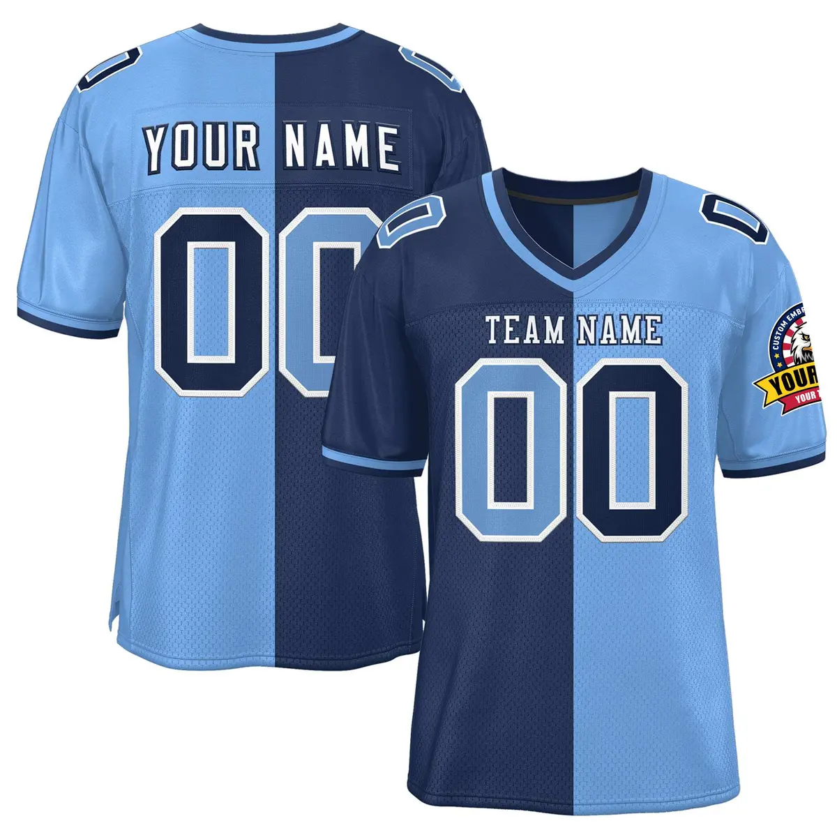 Navy Powder Blue Split Two Tone Authentic Football Jersey